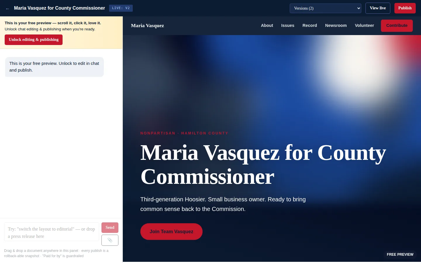 Ballot Page chat editor